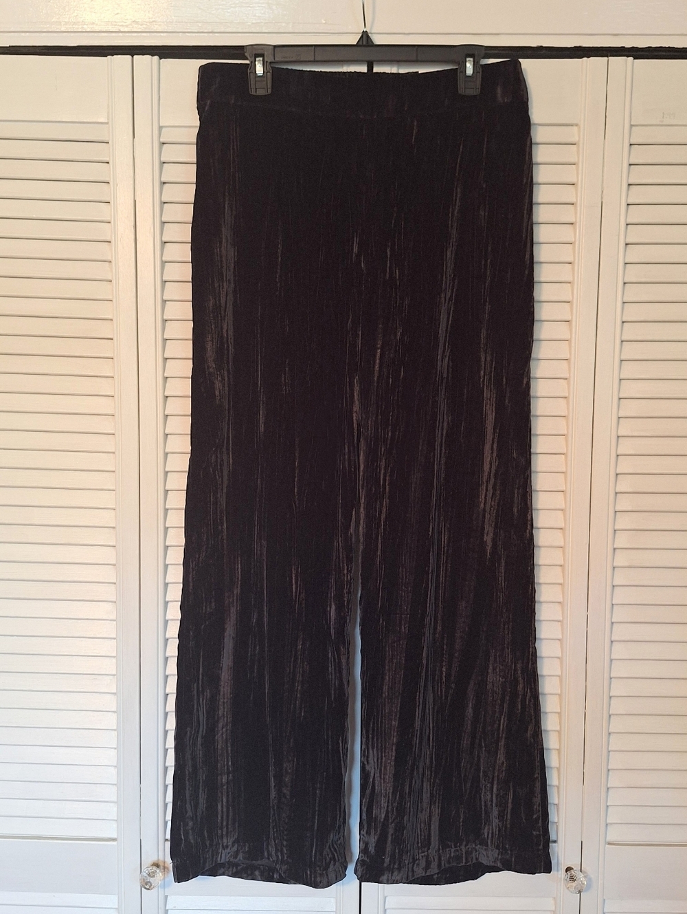 Soft Surroundings Black Crushed Velvet Wide Leg Pants Medium NWT *Q - Picture 8 of 9